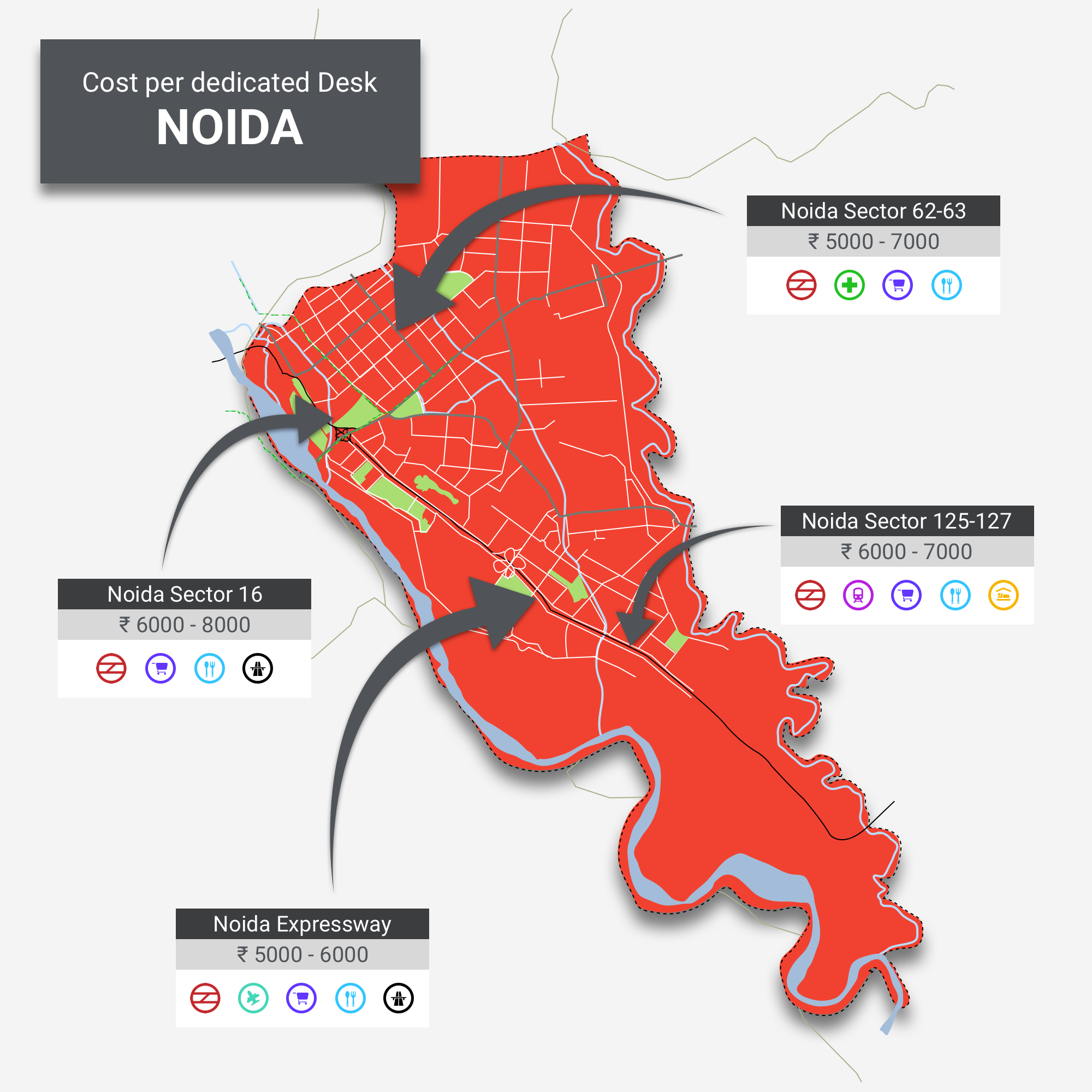 Cost per desk in Noida - Qdesq